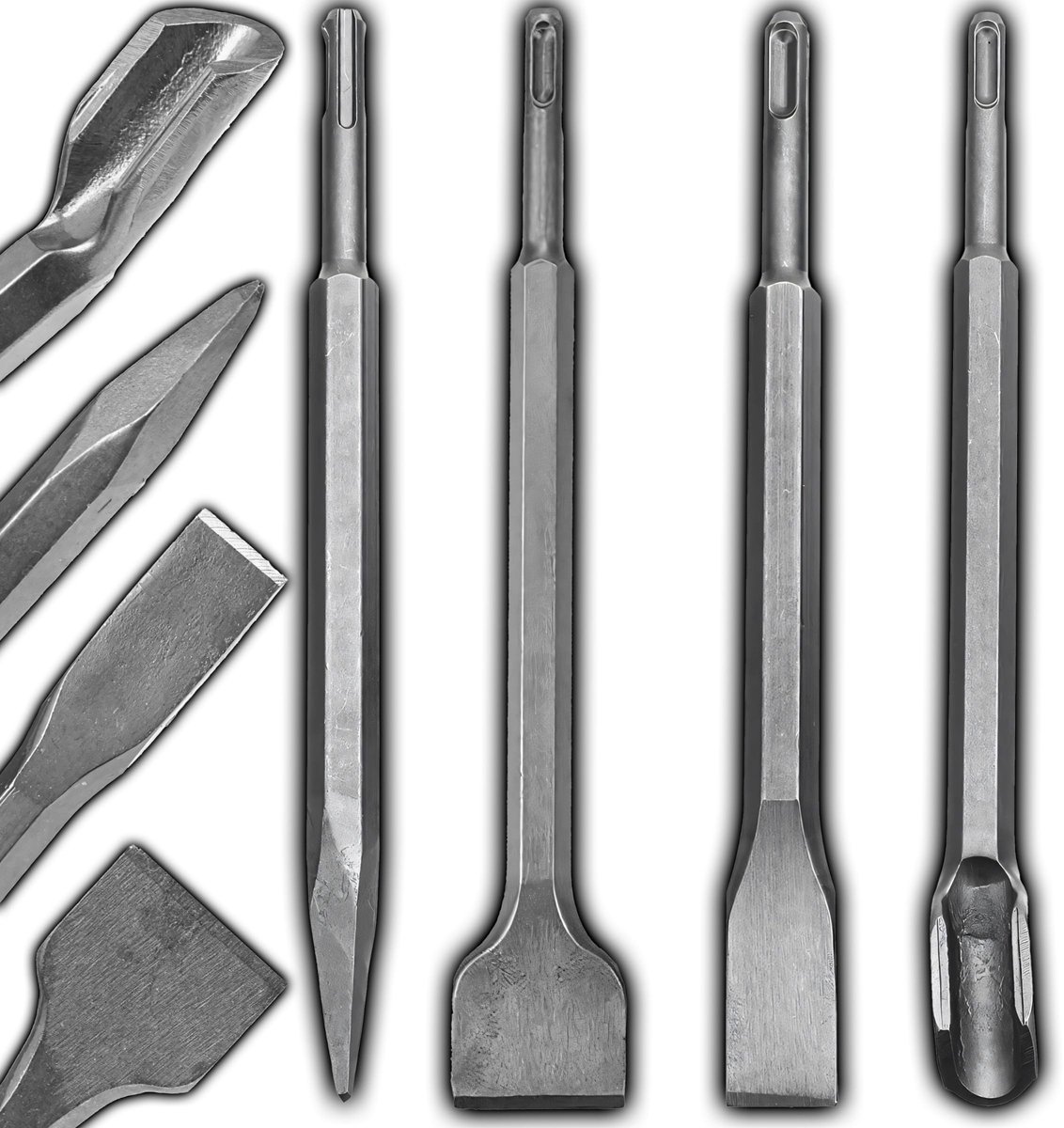 JHUBERS- Beitelset Universele SDS - Vibration Resistant - Versterkt Staal - Geschikt voor Hamer - Professioneel Gebruik - Comfortabel en Betrouwbaar - Beitels