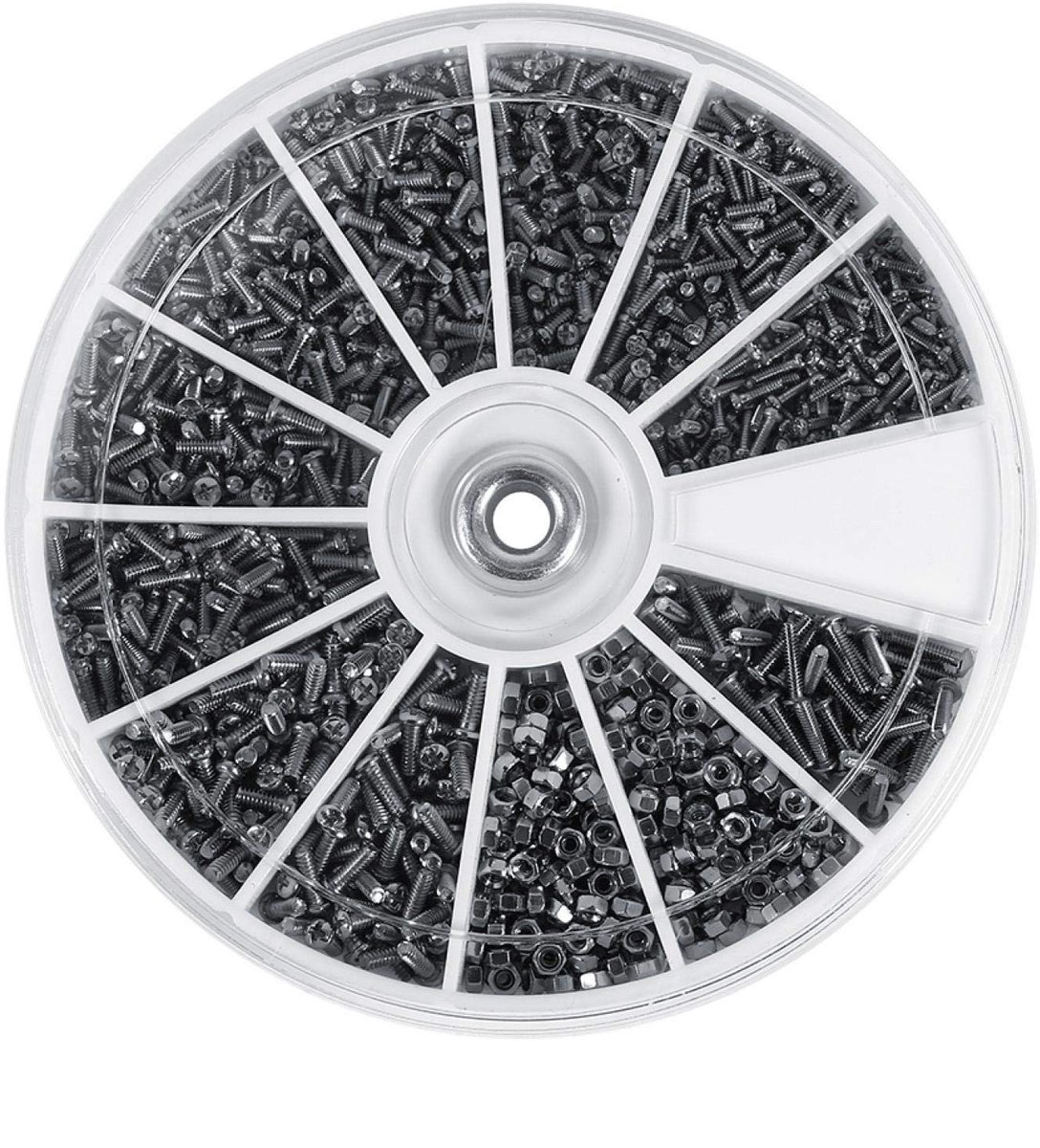 JHUBERS - 600 Stuks Roestvrijstalen Schroeven en Moeren - Assortimentsset voor Horloges en Brillen - Handig en Geordend - Geschikt voor Elektronica...