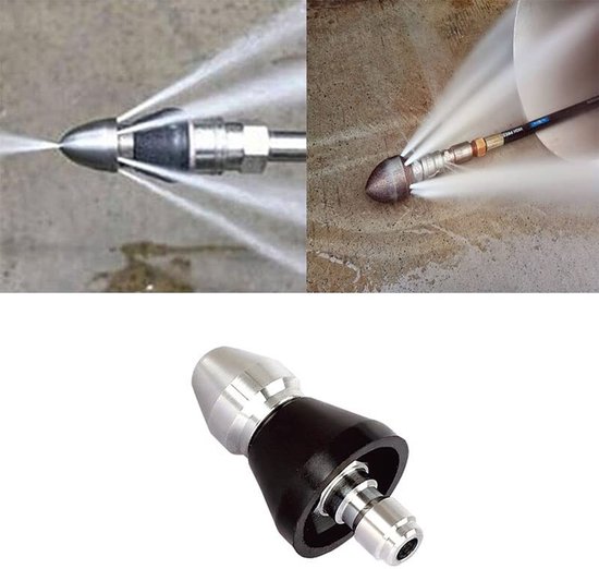 Hogedrukreiniger Afvoersproeikop 3/8 Inch - RVS - 6 achterstukken voor effectief reinigen - SnelShoppen — afbeelding 3