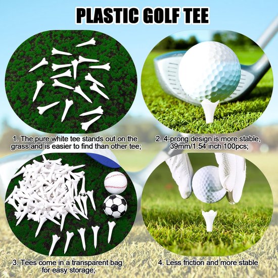 Dailygoods- Golftees 100 Stuks - Hoge Zichtbaarheid - Oefentraining - Golf Accessoires - ABS Materiaal - Duurzaam en Herbruikbaar - Golfaccessoires van Dailygoods — afbeelding 4