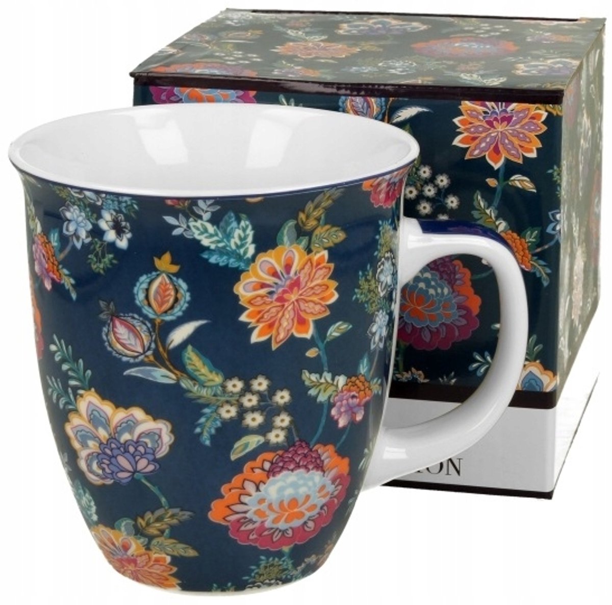 SAHAT BLUE Mok 650ml - Elegante porseleinen mok met bloemendecor