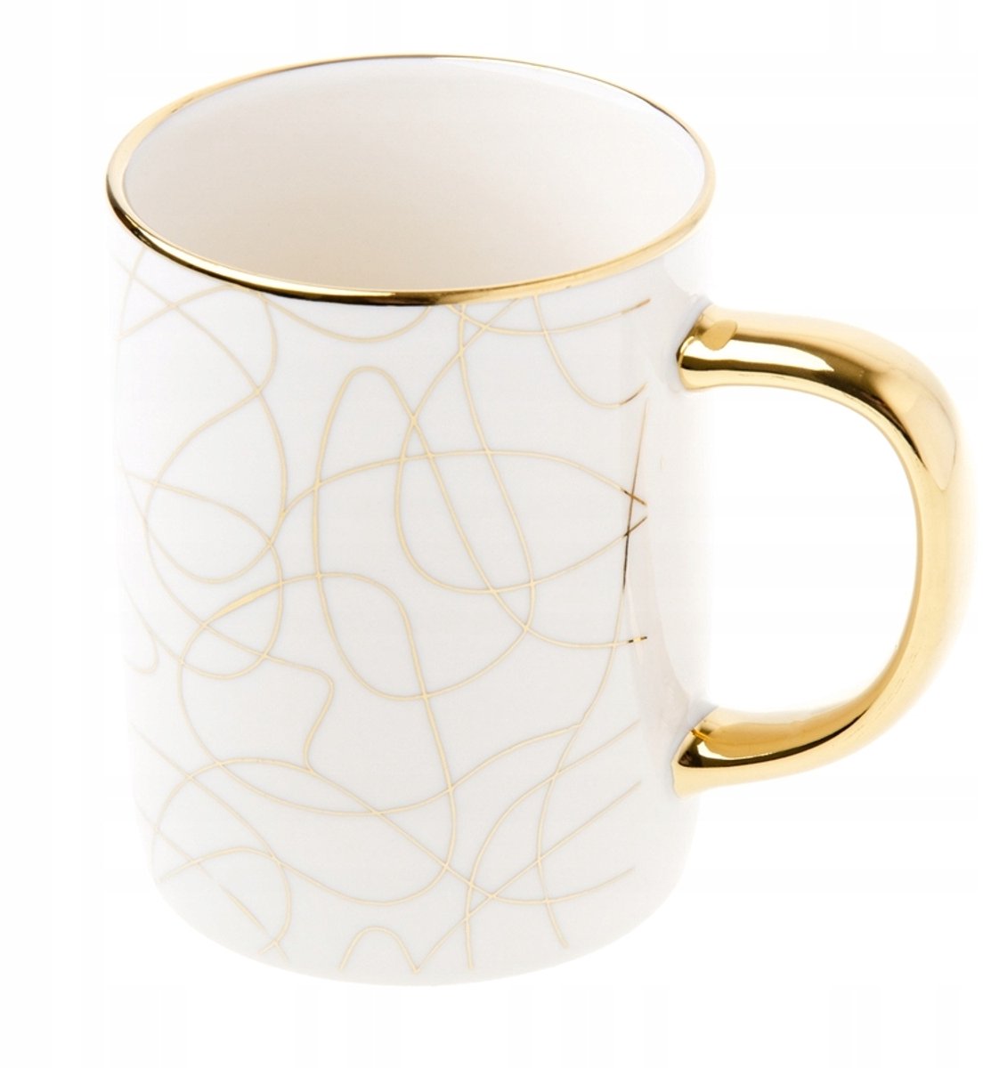 ODELO porseleinen mok 370 ml met gouden details en elegant handvat