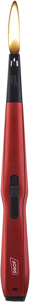 PROF Lange Gasaansteker 22 cm - BBQ Aansteker voor Kaarsen, Keuken en Camping - Smart Lighter - Rood/Zwart
