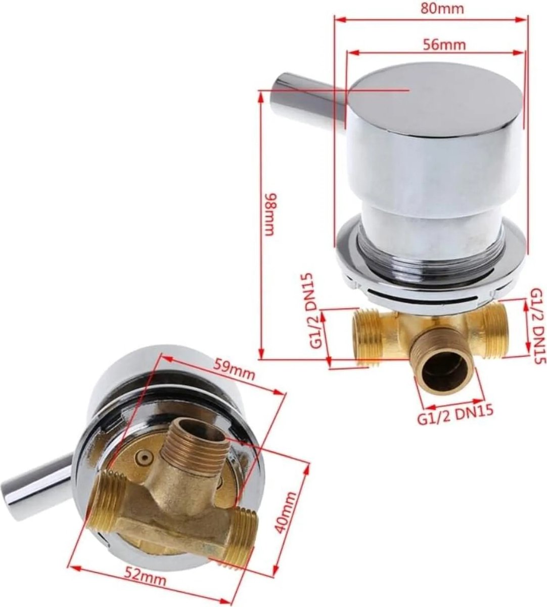 Thermostatische Mengkraan G1/2 inch - Warm en Koud Water Mixer met Twee Ingangen