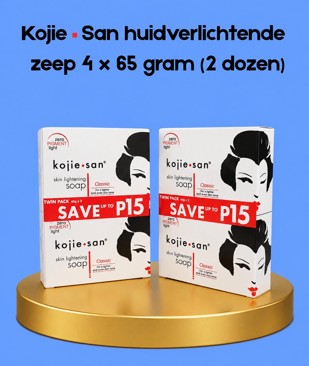 Kojie San Skin Lightening Soap – 4×65 g (2 dozen) – Verhelderende & Hydraterende Zeepset – Helpt Donkere Vlekken te verminderen, Egaliseert de Huidtint & Hydrateert Intensief – Voor een Gladde, Stralende & Gezonde Huid