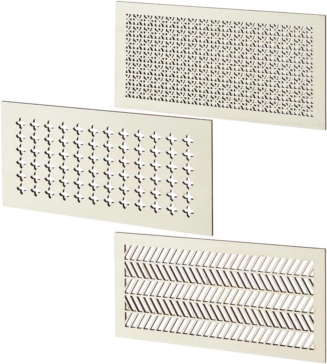 Houten Ventilatieroosters - Plafond Roosters - Interieur Afwerking - Natuurlijke Houtconstructie - 3 stuks 29x14cm - Houtkleur