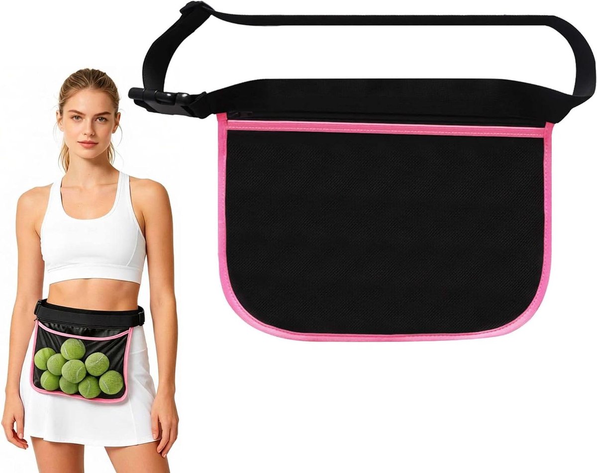 Heuptas Tennisballen - Balhouder - Sport Training - Verstelbare Riem - 8-10 Ballen - Roze