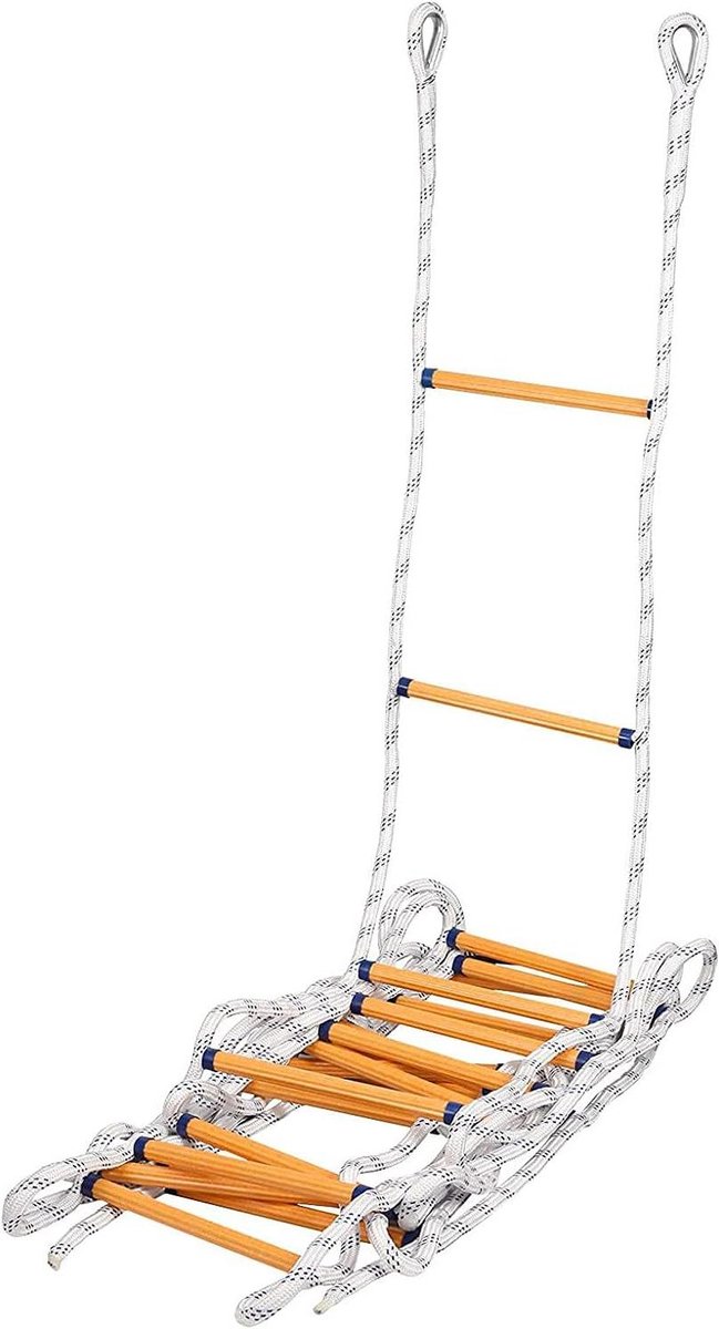 Touwladder Noodladder - Reddingsladder - Veilige Ontsnapping - Snel Te Plaatsen - 6 Meter - Zwart