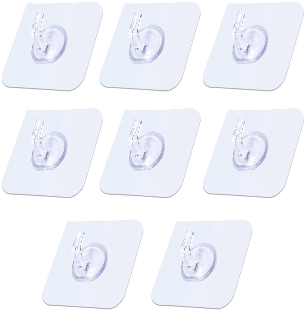 JHUBERS- Wandhaak Transparant - 8 Stuks - PVC - Waterdicht - Zelfklevend - Sterke Hechting - 6 x 6 cm - Haak