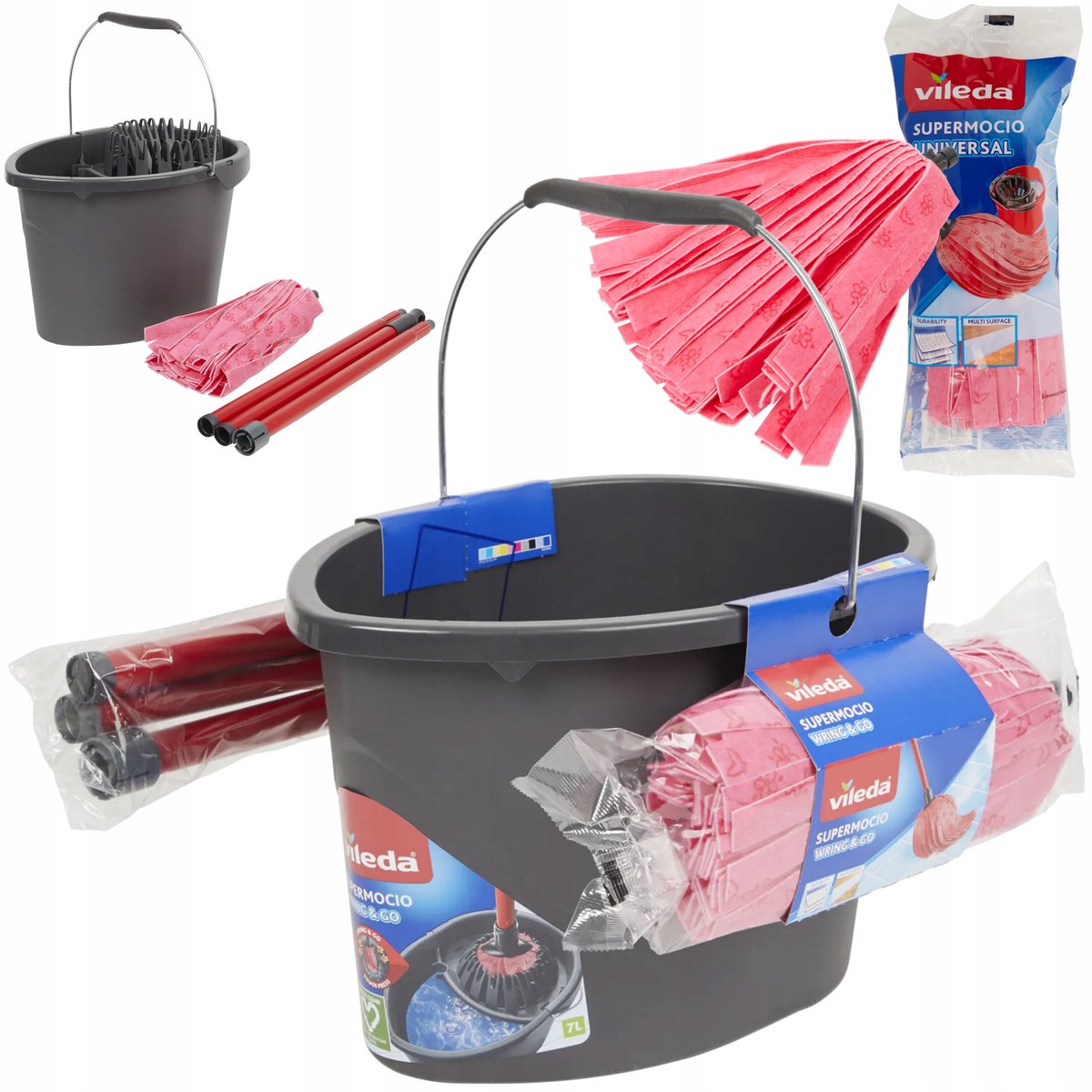 Vileda Wring&Go-mopset met Emmer 7L en extra mopbeker