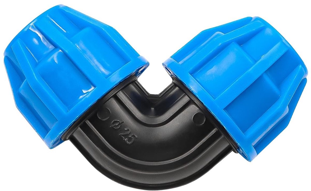 JHUBERS- Slangverbinding 25 mm - 90 Graden Snelkoppelingen - PE Koppeling - Voor Binnen- en Buiteninstallaties - Weerbestendig - Inhoud 4 Stuks - Slangconnector
