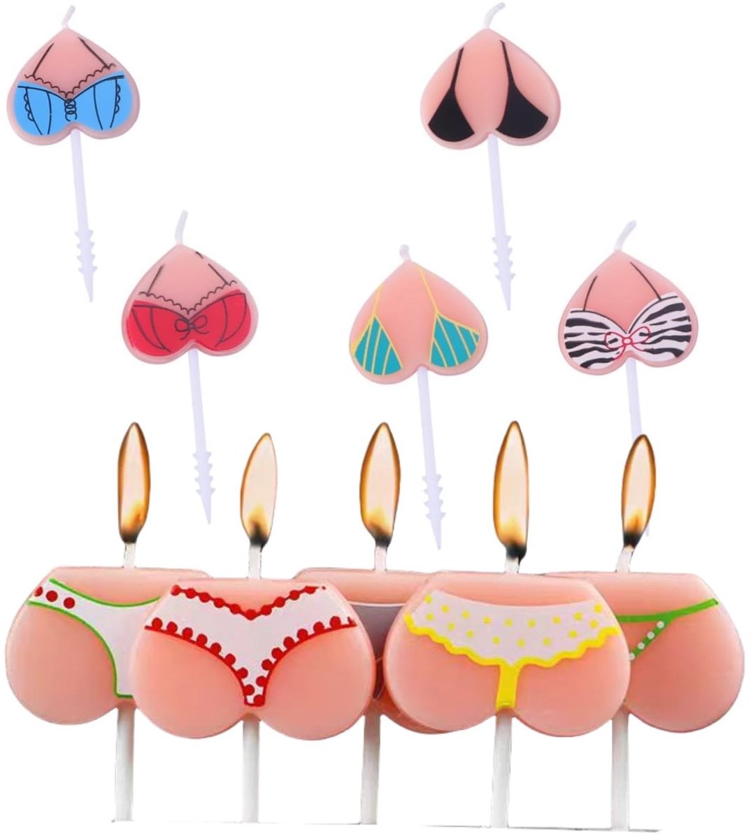 BRENZOOS- Taartkaarsen set van 10 - Verjaardagskaarsen - Taartdecoratie - Taarttoppers - Veelkleurig - Materiaal: wax