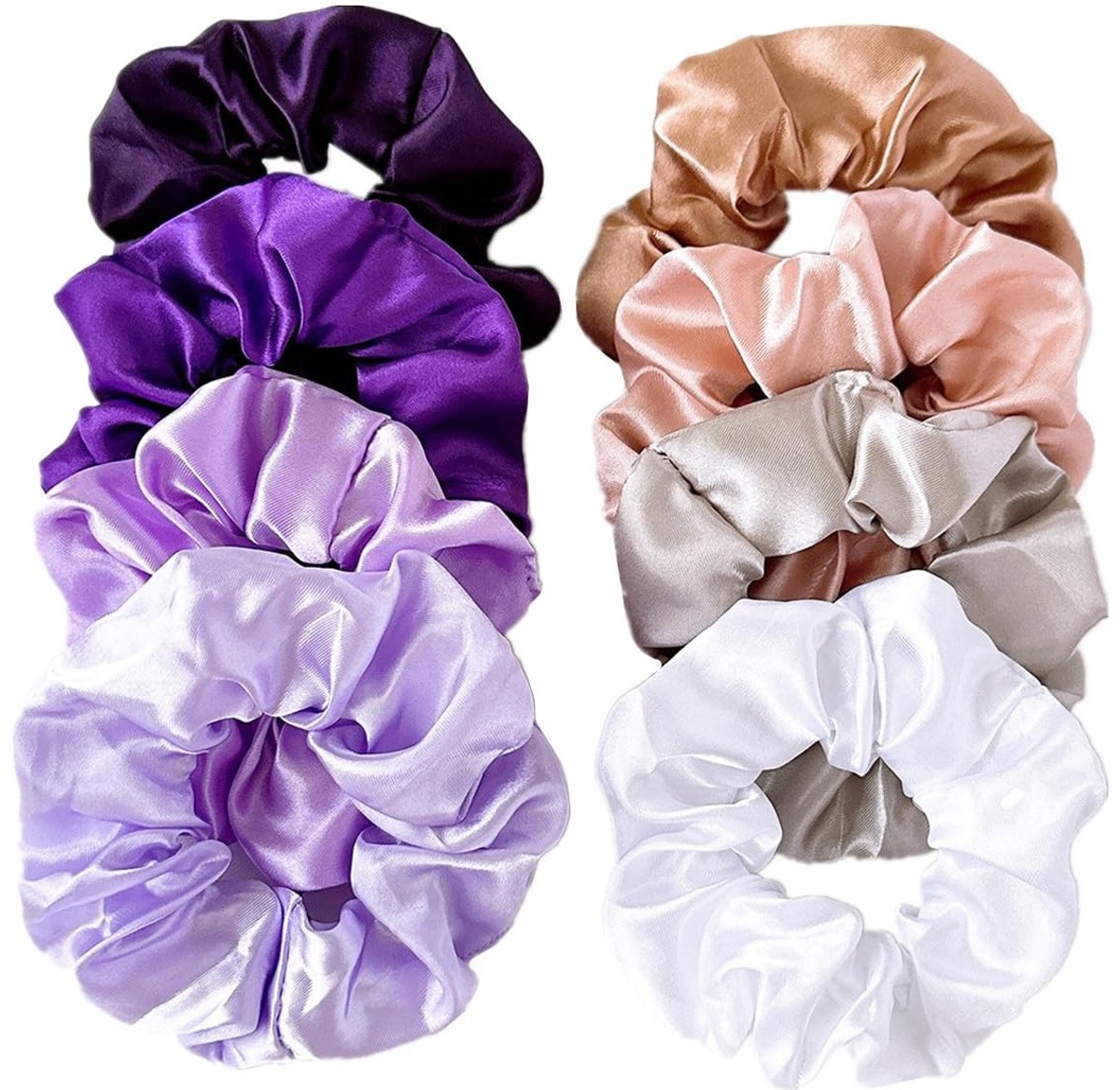 BRENZOOS- Haarelastiekjes 8 stuks - Satijnen Haarbanden - Elastische Haaraccessoires - Zachte Paardenstaart Houder - Comfortabele Textuur - Geschikt voor Vrouwen/Dames