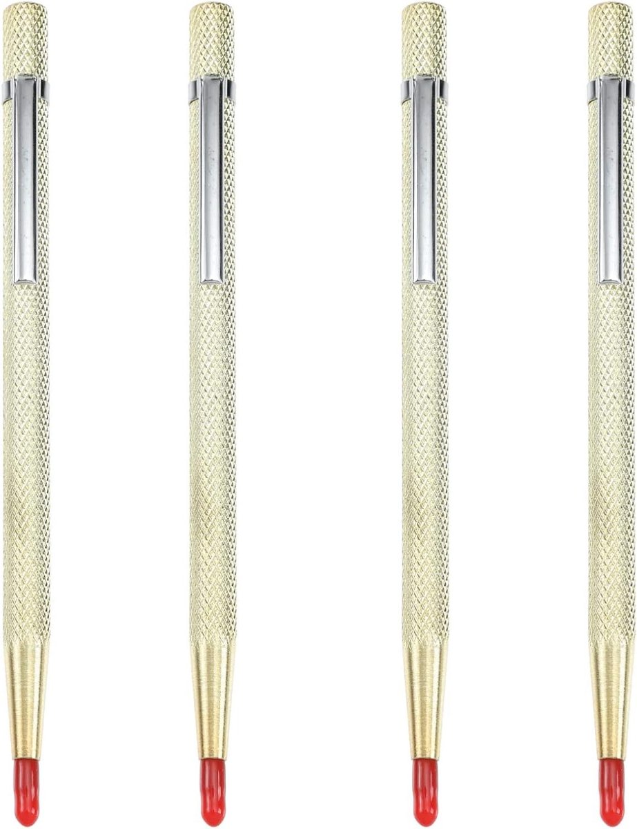 Metaal Graveerpen - Snijgereedschap Set - Keramiek Glas Bewerken - Ergonomisch Antislip Handvat - 4 Stuks 14 cm - Goud