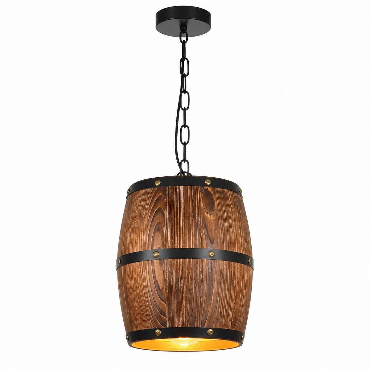 CINK Home® Retro Houten Hanglamp – Industriële Hanglamp met Verstelbare Ketting – E27 Fitting – Vintage Plafondlamp voor Keuken, Eetkamer, Woonkamer & Hal