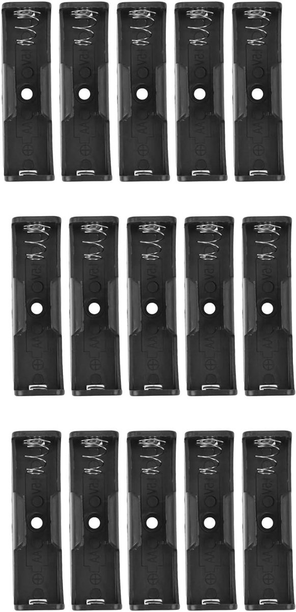 Batterijhouder - AA houder - Apparaten voeden - Met schakelaar - 15 stuks - Zwart