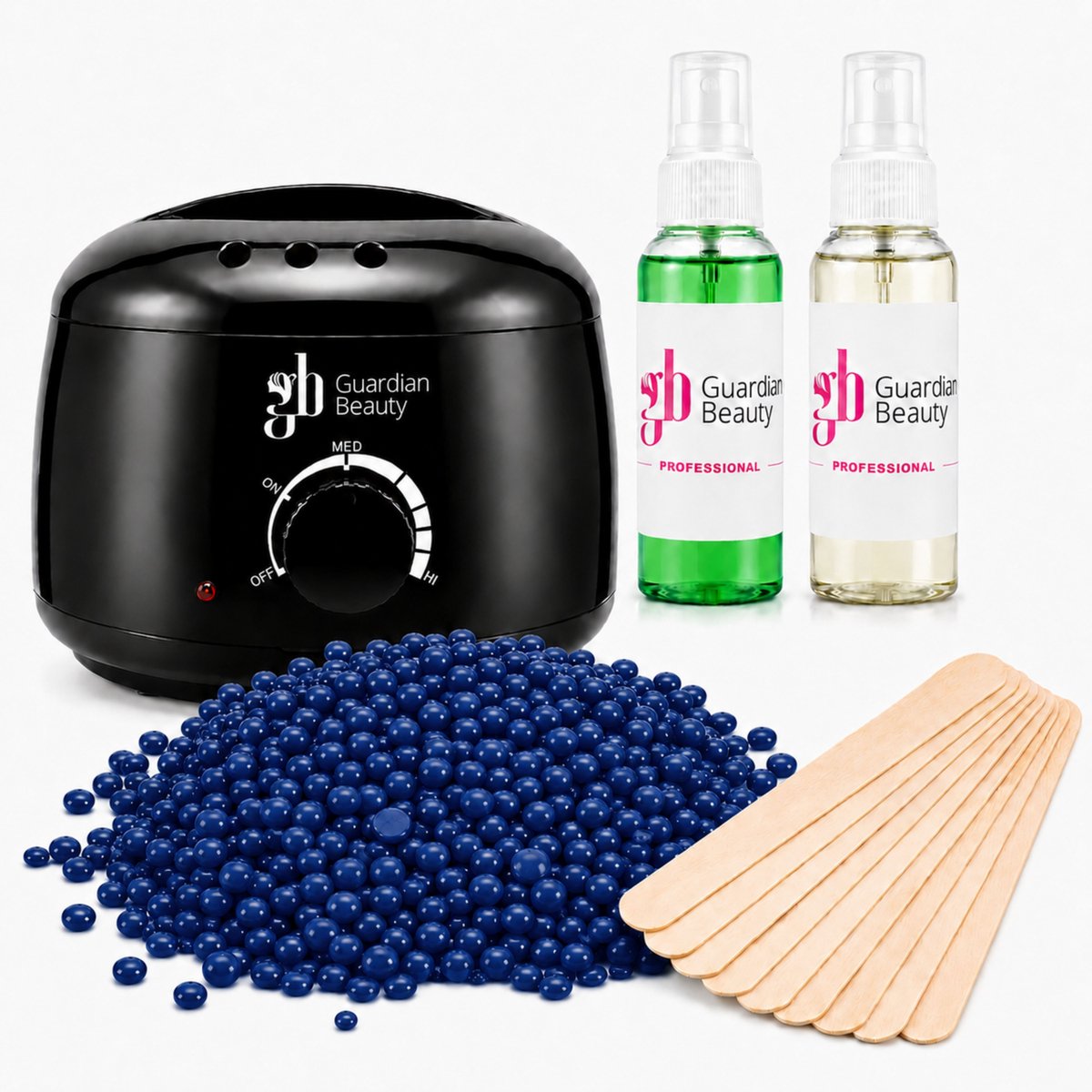 Guardian Beauty Wax Warmer SET - Ontharingset - Zwart - 500g Resh Linen Scent Harde Wasbonen - 60ml Pre en Na Wax Spray + 20 stuks Spatels