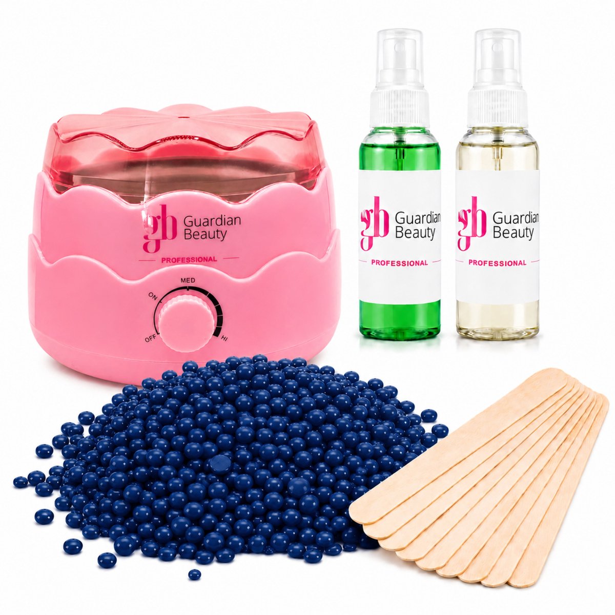 Guardian Beauty Wax Warmer - Ontharingset - Roze - 500g Fresh Linen Scent Harde Wasbonen - 60ml Pre en Na Wax Spray + 20 stuks Spatels