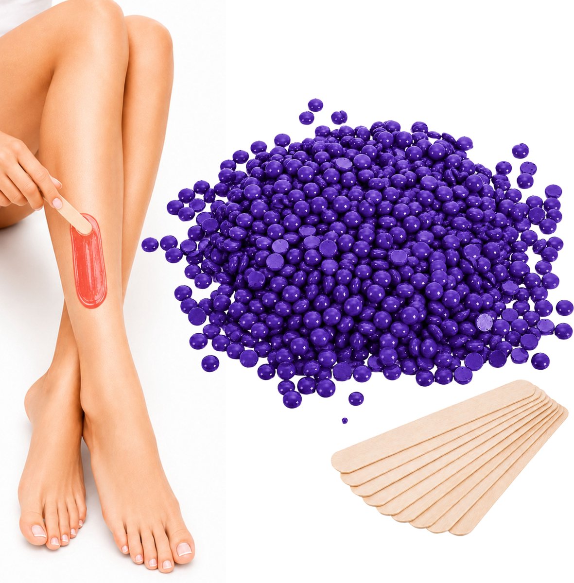 Guardian Beauty Wax Bonen - Ontharing - Hypoallergeen - 1000g - Lavendel - Met 35 stuks Spatels - Harde Wasbonen - Ontharingswax