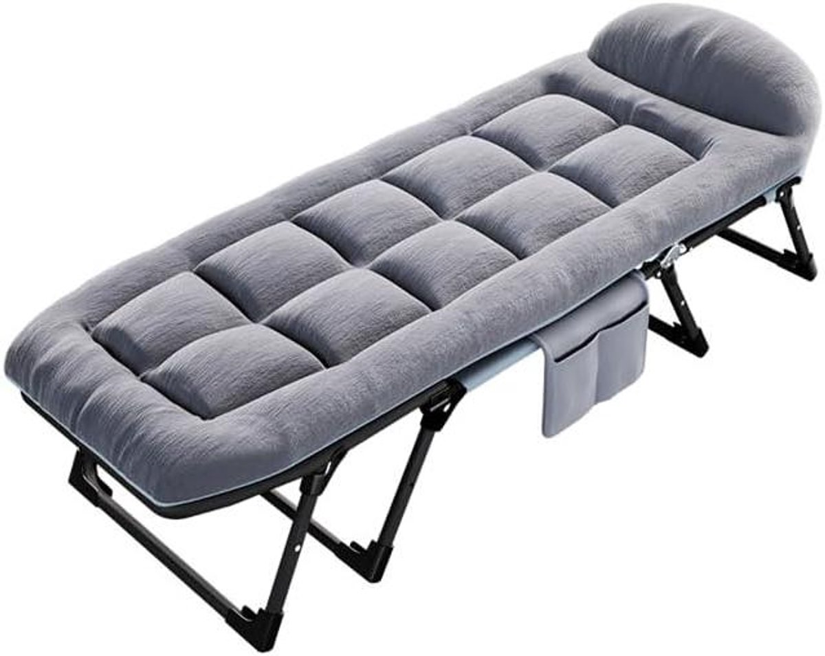 Opvouwbaar veldbed - Klapbed matras - Buiten ontspannen - Verstelbare rugleuning - 190 cm - Grijs