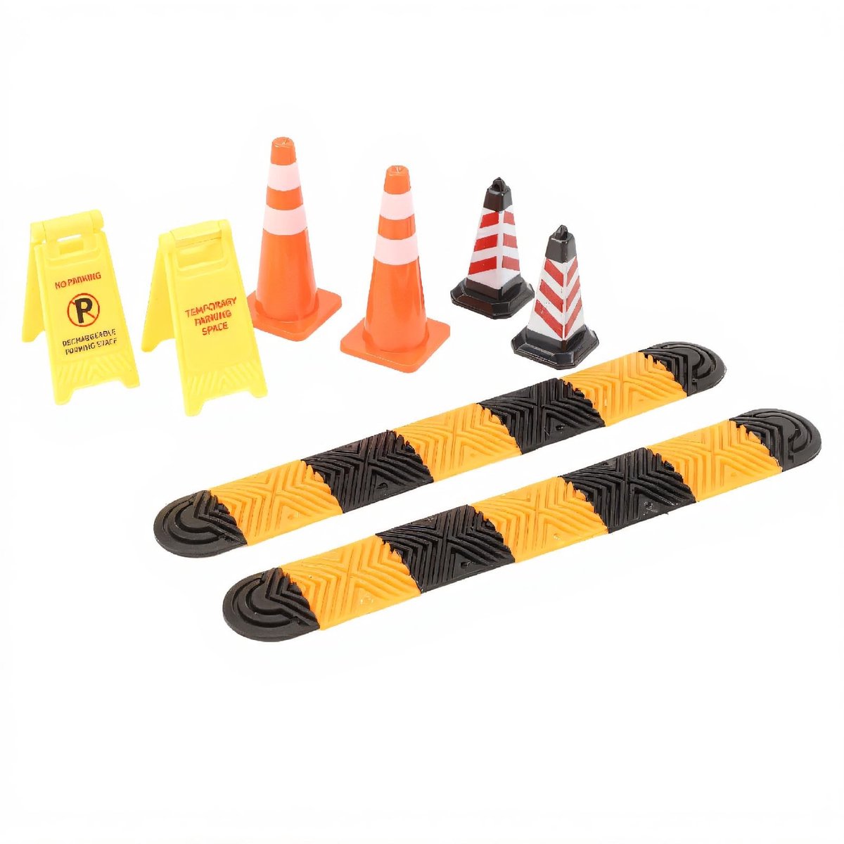 ZEYNOMAX- Klimauto Accessoires - Verkeersdrempels/ijshoorntjes - Waarschuwingsborden - Eenvoudig te installeren - Geschikt voor 1/18 en 1/24 - Plastic materiaal - Modelautoscène