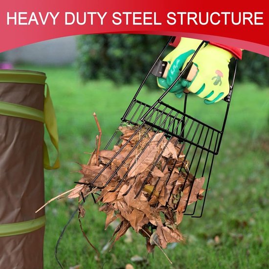 ZEYNOMAX- Bladschep Robuust Staal - Grote Bladgrijper - Bladgrijper met Steel - Tuinopruiming - 42 x 35,5 cm - Lichtgewicht 1,0 kg van Zeynomax — afbeelding 2