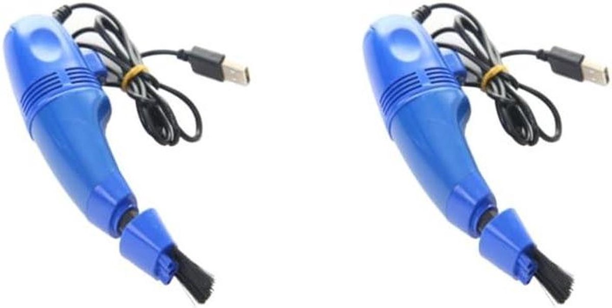Mini Stofzuiger Set - Toetsenbord Cleaner - Computer Reinigen - Meerdere Borstelkoppen - 2 Stuks - Blauw