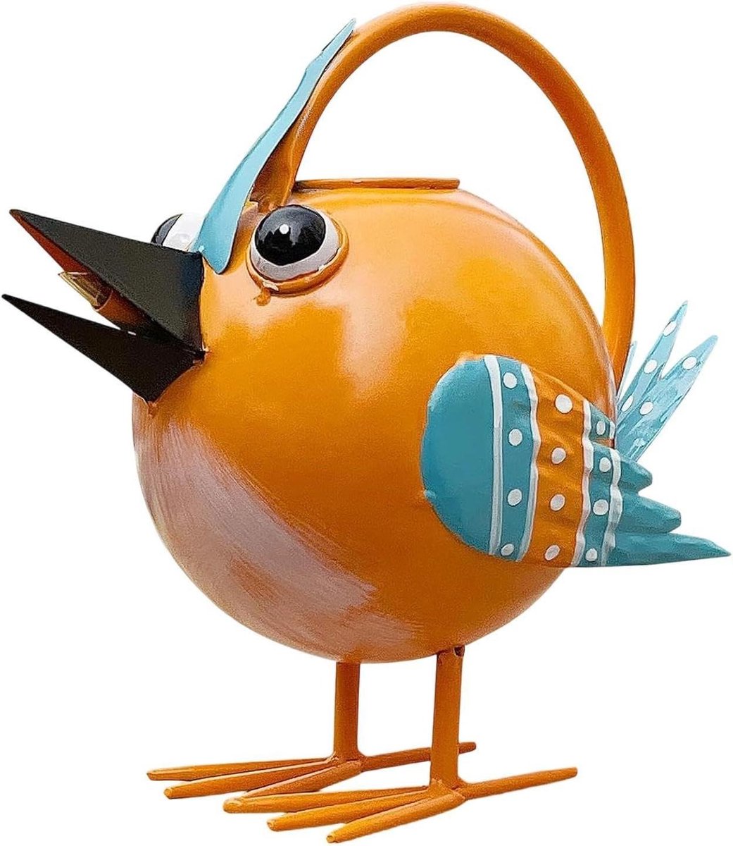 Metalen Gieter - Bloemenwateraar Vogel - Planten Water Geven - Roestbestendig Ontwerp - 1.9 Liter Inhoud - Oranje