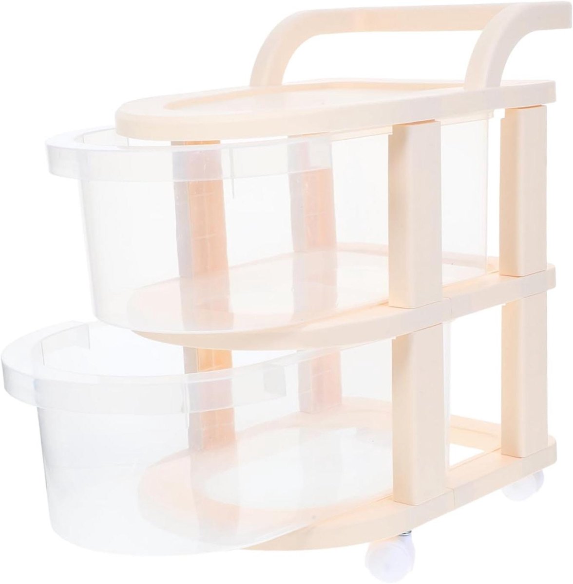 Mobiele Opslagwagen - Opbergkar met wielen - Ruimte organiseren - Geluidsreducerende wielen - 40.5x36x24.2 cm - Ivoorkleurig