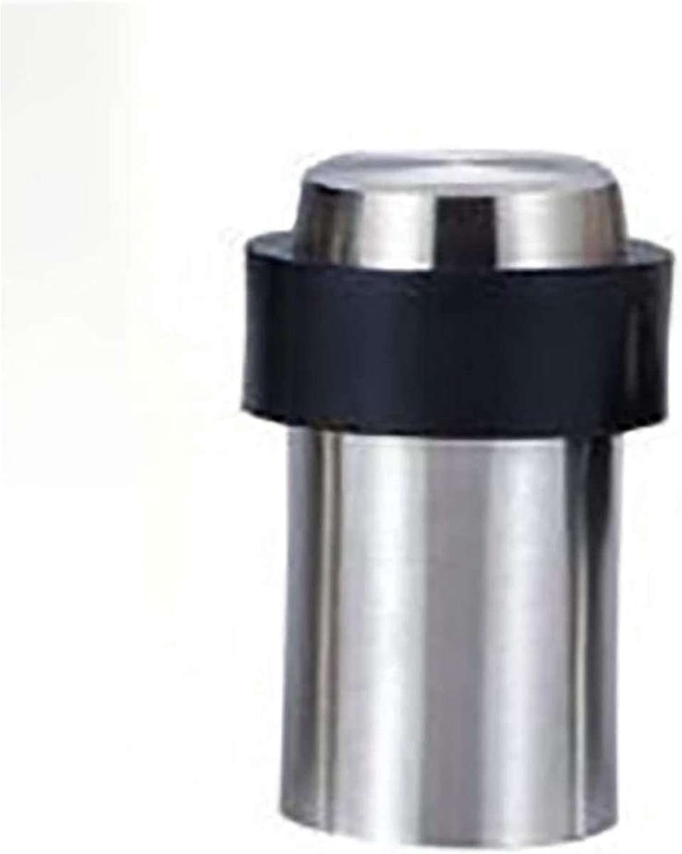 Deurstopper RVS - Deurvanger Rubber - Deuren Beschermen - Zonder Boren - 60 mm - Zilver
