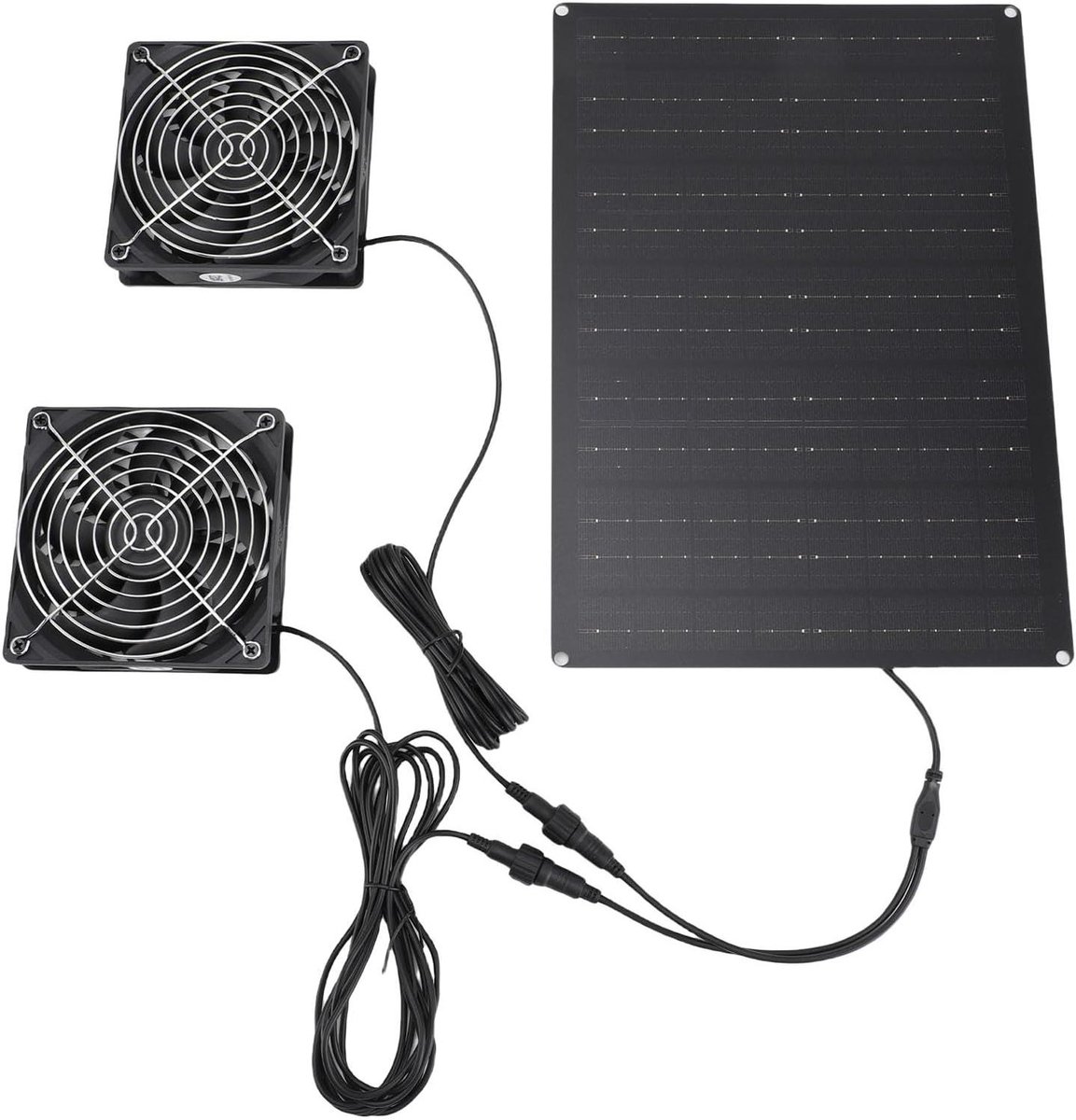 Afzuigventilator Zonne-energie - Dubbele Ventilator - Ventilatie Buitenruimte - Stille Wer