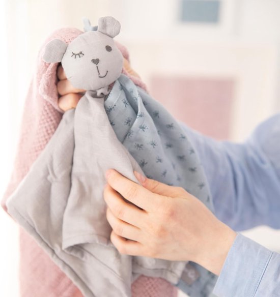 Knuffeldoek Vos - Zacht Speelgoed - Baby Comfort - Biologisch Katoen - 40x40 cm - Zilvergrijs — afbeelding 5