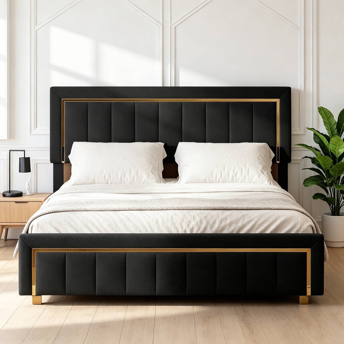 Gestoffeerd tweepersoonsbed 160 x 200 cm, hydraulisch opbergbed met lattenbodem en hoofdeinde, bedframe voor volwassenen, zonder matras, velours, zwart