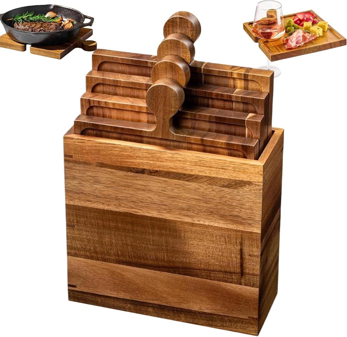 Serveerplank Hout - Snack Dienblad - Feestelijk Presenteren - Ruim Design - 36 cm Lengte - Houtkleur