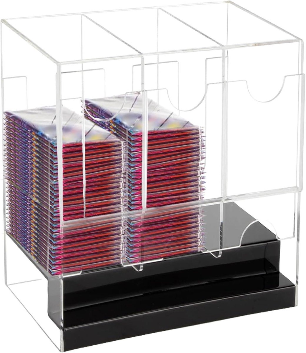 Acryl dispenser - Kaartenorganizer - Collecties beheren - 3 vakken indeling - 23 cm breed - Transparant