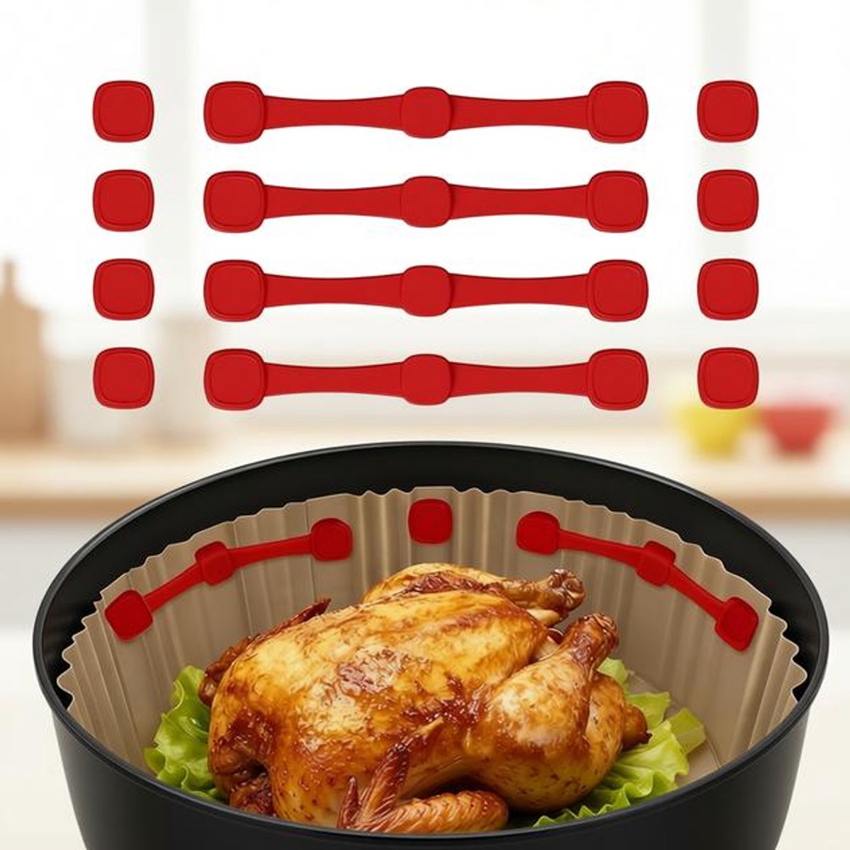 Maison Elara Airfryer Bakpapier Magneten Set van 12 - Siliconen Magneetclips voor Bevestiging
