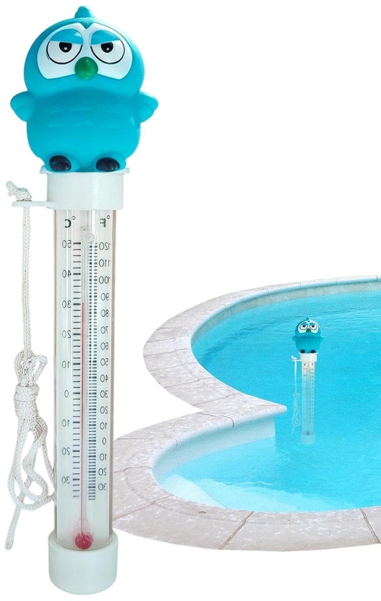 Zwembadthermometer Drijvend - Watermeter Dier - Watertemperatuur Meten - Duidelijk Groot Display - 20 Centimeter - Uil