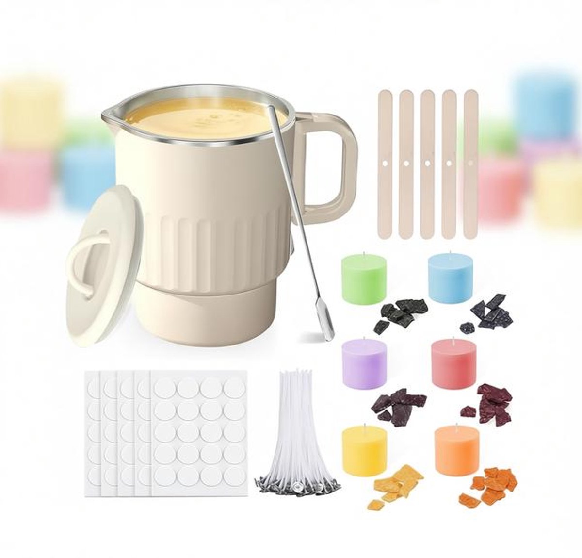 Maison Elara Kaarsenmaakset met wassmelter, 1000 ml schenkpan en 6 kleuren