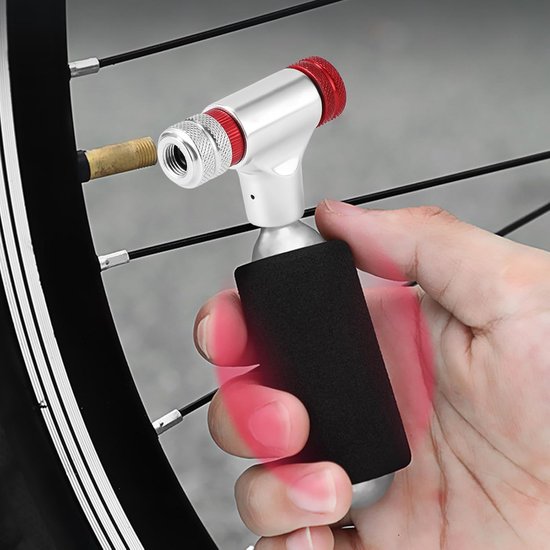 Fietspomp - Mini pomp - Banden oppompen - Automatische ventielherkenning - Compact formaat - Zilver — afbeelding 5