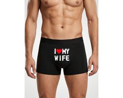Boxershort met tekst I Love My Wife – Ondergoed Heren – Cadeau voor Man – Boxer Katoen Stretch - Maat L