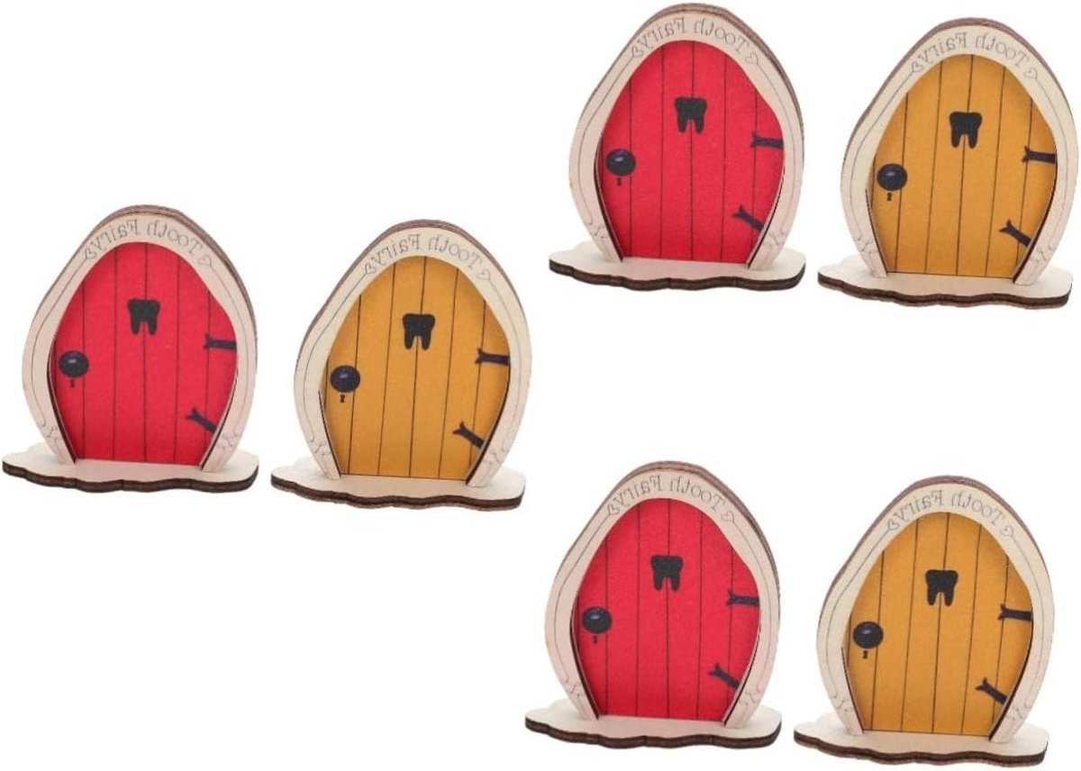 Houten Sprookjesdeur - Miniatuur Decoratie - Tuin Verfraaien - Realistische Afwerking - 3 Stuks - Diverse Kleuren