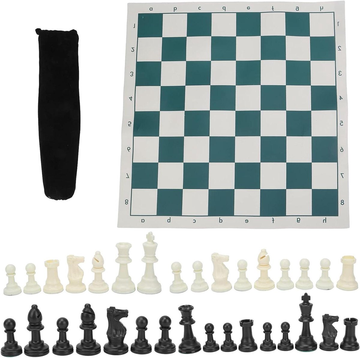 Schaakspel Set - Strategie Spel - Mentale Training - Opvouwbaar Bord - 42x42 cm - Groen en Wit