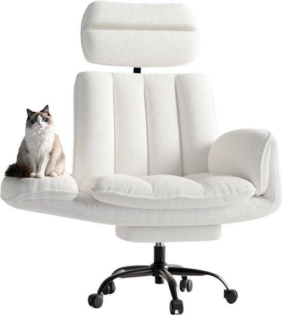 TamTrade Bureaustoel - Gaming stoel - Office chair - Chair -Computer stoel - Wit - Verstelbare armleuningen - 360° draaibaar