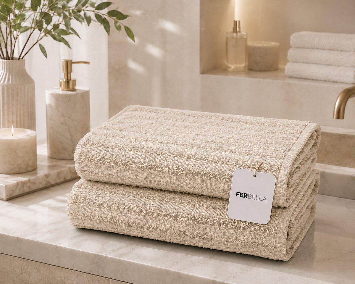 Maya badhanddoekenset 2-delig – 70 x 130 cm – 500 g/m² – Beige