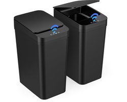Prullenbak met Sensor - Automatische Deksel - 12 Liter - 3 Bedieningsmodi - Stil en Waterbestendig - Set van 2
