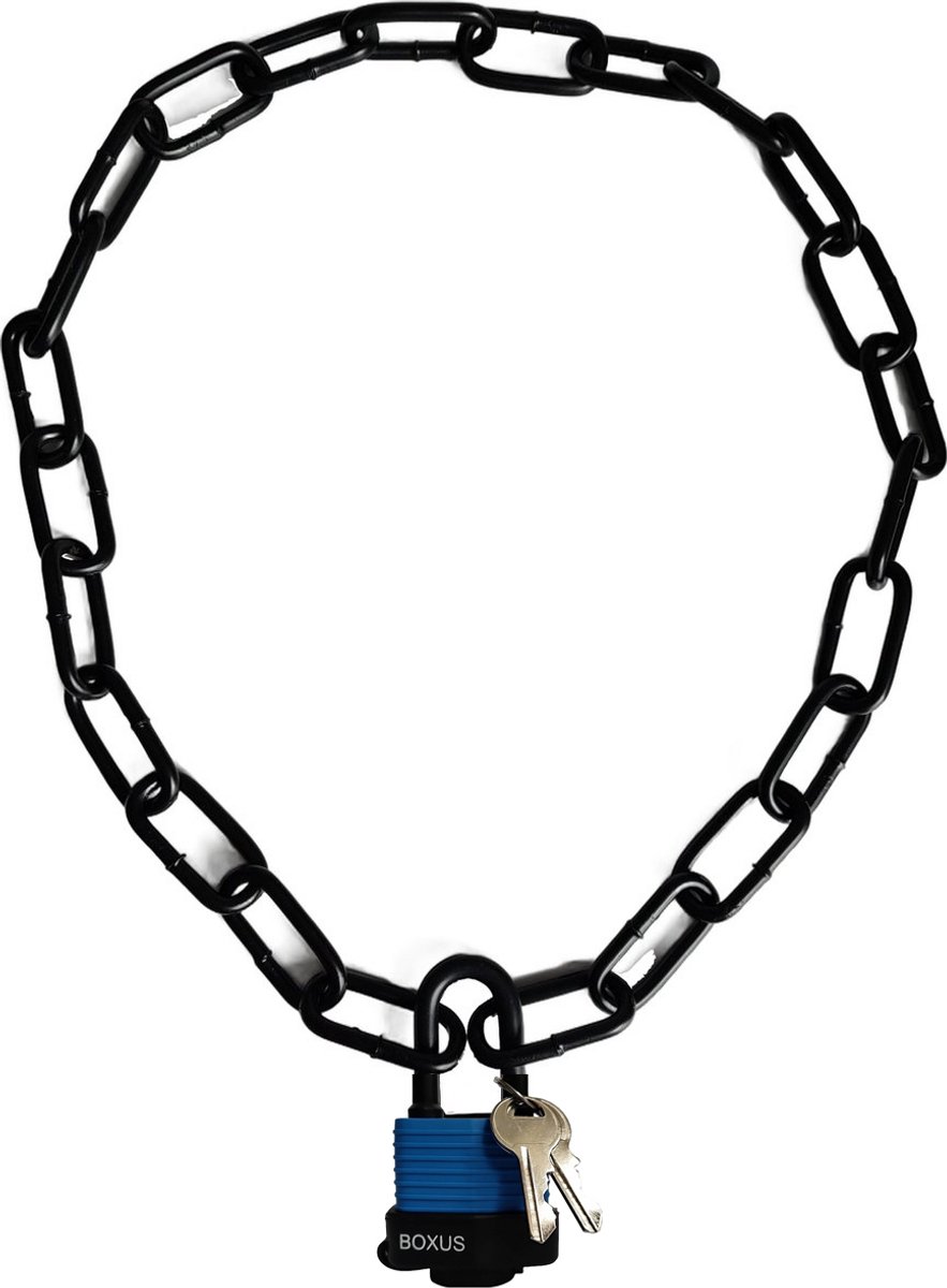 Boxus - Ketting Slot - Blauw / Zwart / Verzinkt - 100 cm lang - 7 mm dik - Voor fiets, hek, scooter, deur