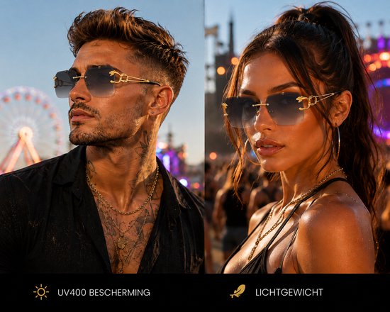 Zonnebril Zwart| Rimless Glasses | Oversized | Frameloos Zonnebril| Trendy Eyewear voor Heren en Dames | Randloze Zonnebril | Heren/ Dames bril | zomerbril/ bril/ brillen | Heren zonnebril / zonnebril zonder rand | zomer bril | Randloze bril — afbeelding 4