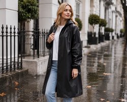 Regenjas Zwart Maat L Unisex Lichtgewicht Waterdicht Opvouwbaar