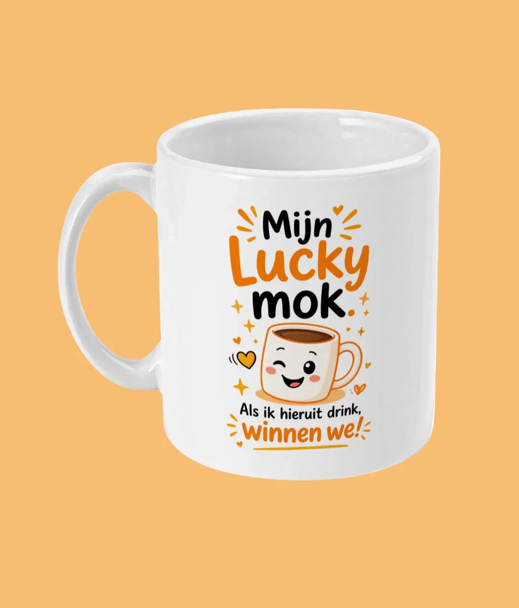 Mokster WK Mok Mijn Lucky Mok – Grappige Oranje Supporter Mok – Nederlands Elftal Cadeau – Voetbal Mok – Keramische Koffiemok 325 ml
