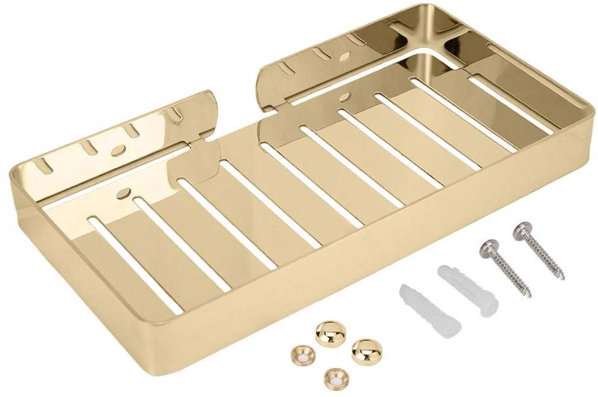 Dailygoods- Afvoerrekplank wandmontage - Roestvrij Stalen Houder - Zeepdispenser - Badkamer/Keuken Organizer - 23 x 12 x 2,5 cm - Zwart/Goud